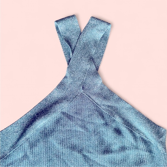 Teal Cross-Back Tank Top - Picture 3 of 4